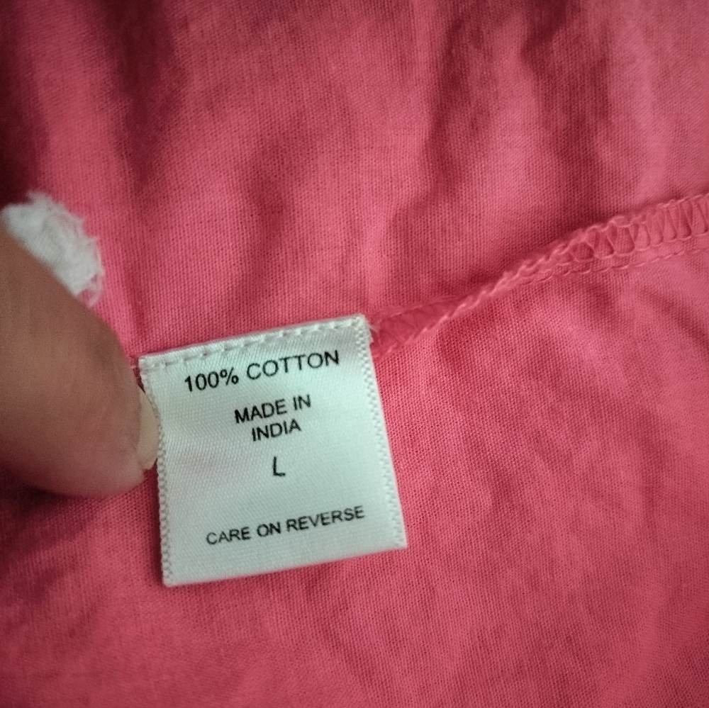 2561)New York & Co Pink Button down Tiered Poplin Long Sleeve Shirt Dress Size L - Picture 9 of 10